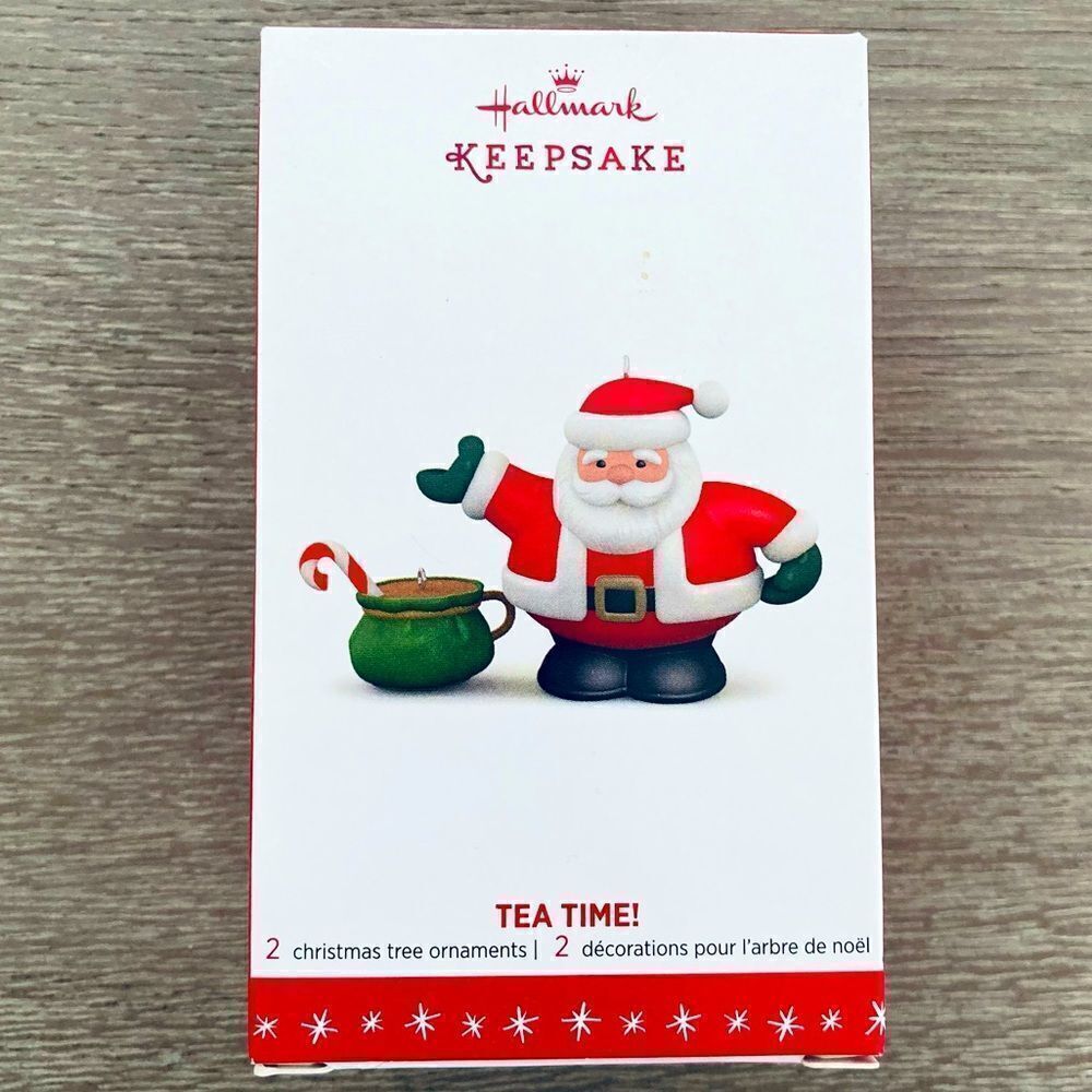 Hallmark Christmas Tea Time Santa Porcelain Ornaments Set